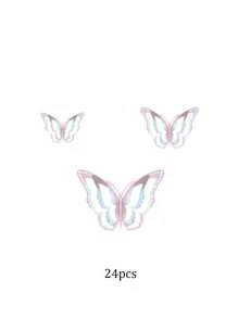 6/12/24/36/72pcs Colorful Paper Butterfly Sticker, Modern 3D Hollow Out Room Decorating Creative Butterfly Wall Sticker For Home
