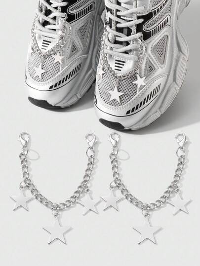 Grunge Punk Set de 2 piezas de cadena de plata hueca con colgante de estrella/corazón minimalista de moda de alta gama estilo Y2K, adecuado para uso diario de mujeres/niñas, regalo para vacaciones