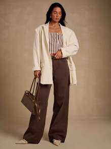 Glamine 女士纯色口袋阔腿宽松休闲裤