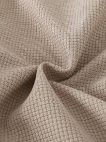 SHEIN 2pcs Baby Boy Toddler Newborn 0-3 Years Old Casual Everyday Waffle Knit Crew Neck Sweatshirt And Pants Set, Beige And Khaki Fall Winter - Khaki - View 4