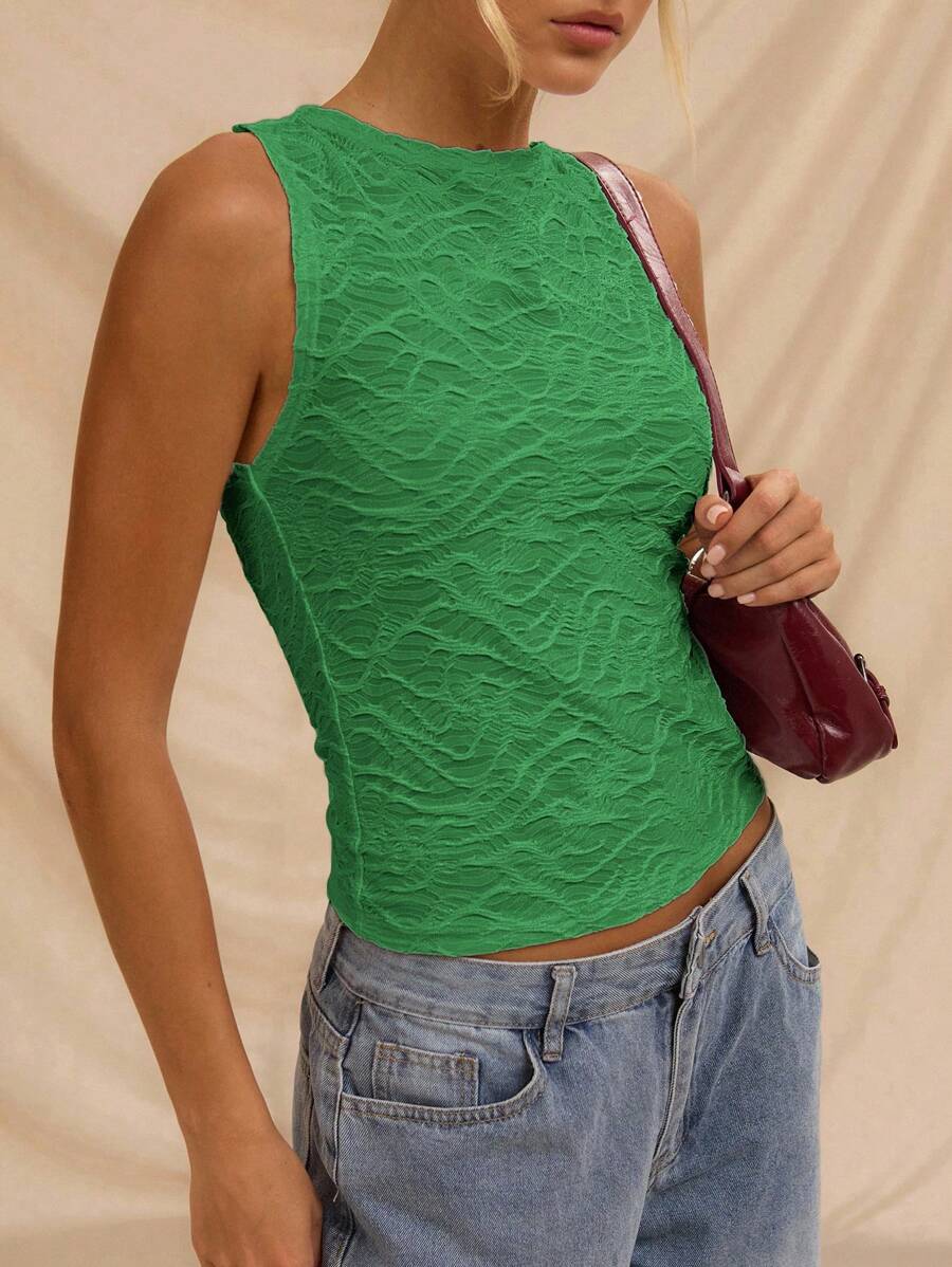 SHEIN Forever 21 Áo xanh lá cây cho nữ, áo tank top xanh lá cây, áo mùa hè, áo xếp ly, áo mùa thu cho nữ, áo phong cách Y2K, áo đi nghỉ mát, áo đi biển, áo công sở, áo đi club, áo gợi cảm, áo thường ngày, áo xanh lá cây cho nữ. - Màu xanh lá cây đậm - Xem 1