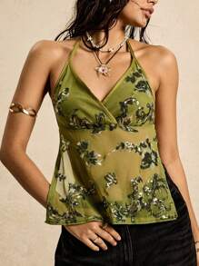 Easelle 1 件女式休闲复古假日风格串珠刺绣工字背心