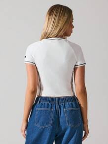 Fluxe 女式 V 领插肩短袖短款休闲 T 恤