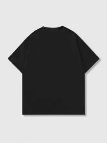 ROMWE MEN Street Life Áo thun nam tay ngắn in họa tiết, phù hợp cho mùa xuân và mùa hè - màu đen - Xem 2