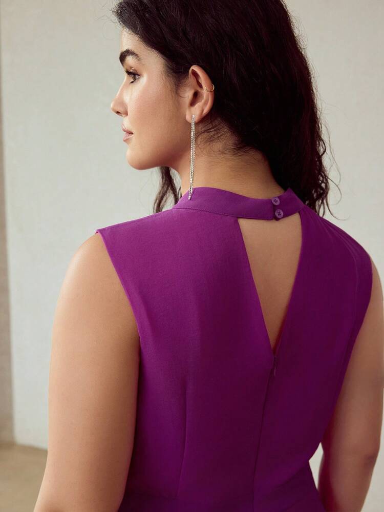 PLUS CHIFFON 3D FLORAL LIGHTWEIGHT SLEEVELESS DRESS