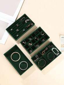 1/4/5PCS Jewelry Display Tray, Stackable Drawer Jewelry Storage Box, Velvet Grid Jewelry Organizer Tray, Multi-Purpose Jewelry Box For Rings, Earrings And Necklaces, Large Capacity Drawers For Easy Classification And Space-Saving Back To School