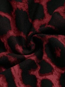 ROMWE Grunge Punk Y2K Gyaru 时尚女式豹纹蕾丝下摆短款抹胸 - 紅色 - 查看 4