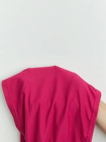 Elamini Women's Casual Vacation Beaded Halter Neck Tie Back Tank Top. Y2K Style. Beaded Style. - Hot Pink - View 6