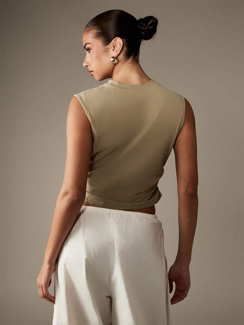 MISSGUIDED Asymmetric Wrap Front Tank Top With Ruched Detail