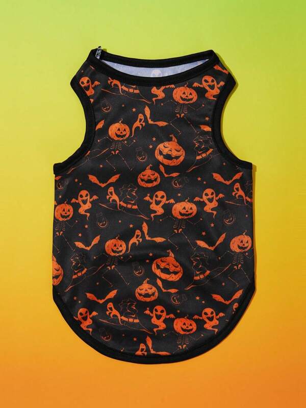 PETSIN 1 قطعة سترة هالوين للحيوانات الأليفة مزينة بالقرع والخفافيش