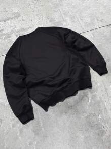 Manfinity EMRG 男士休闲撞色滚边套头卫衣，春秋季，黑色卫衣，长袖上衣 - 彩色 - 查看 2