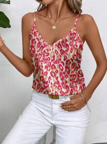 SHEIN Clasi Leopard Print Women's Tank Top, Suitable For Summer Suitable For Going Out,Halter Top - Hot Pink - View 6