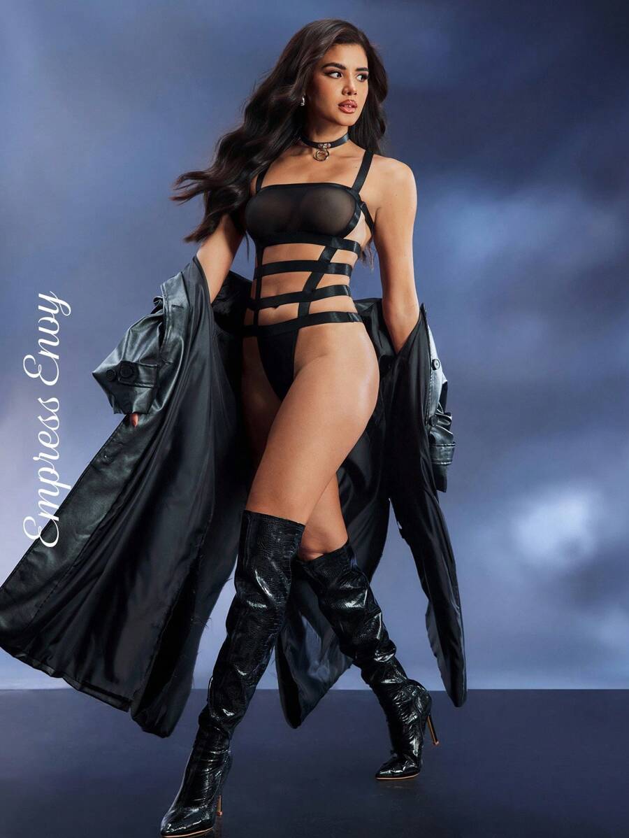 Body de unicolor sexy para mujer, para salir - Negro - Ver 1