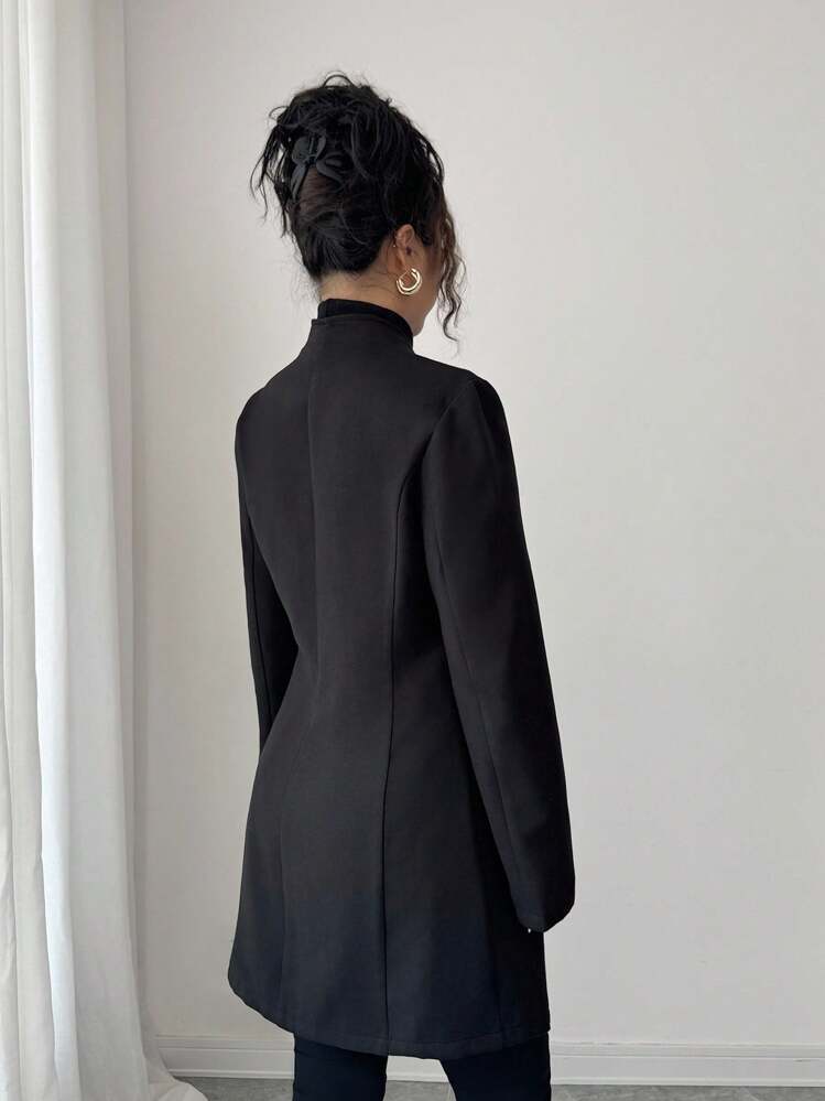 SHEIN Tall レディース カジュアル スタンドカラー フィットジャケット 