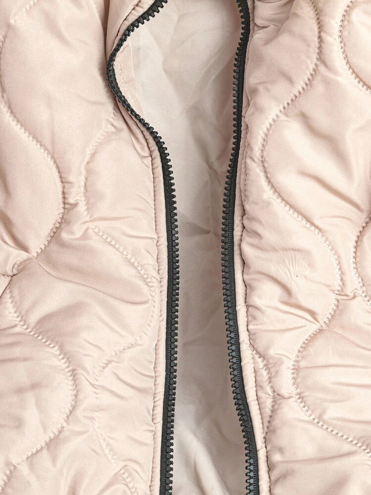 Franclia European And American Fashion Contrast Color Woolen Striped Stitching Knitted Gourd Check Cotton Coat Autumn And Winter Clothes For Women Pockets Women's Winter Clothes For Going Out Women's Winter Jacket Women's Halloween Costume New Year Costume - Khaki - View 4