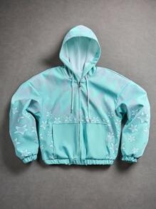 Manfinity EMRG 撞色星星图案男士连帽夹克 - 藍色 - 查看 1