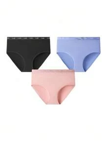 LUVLETTE Plus 3 条装棉质高腰女士内裤套装-亮色