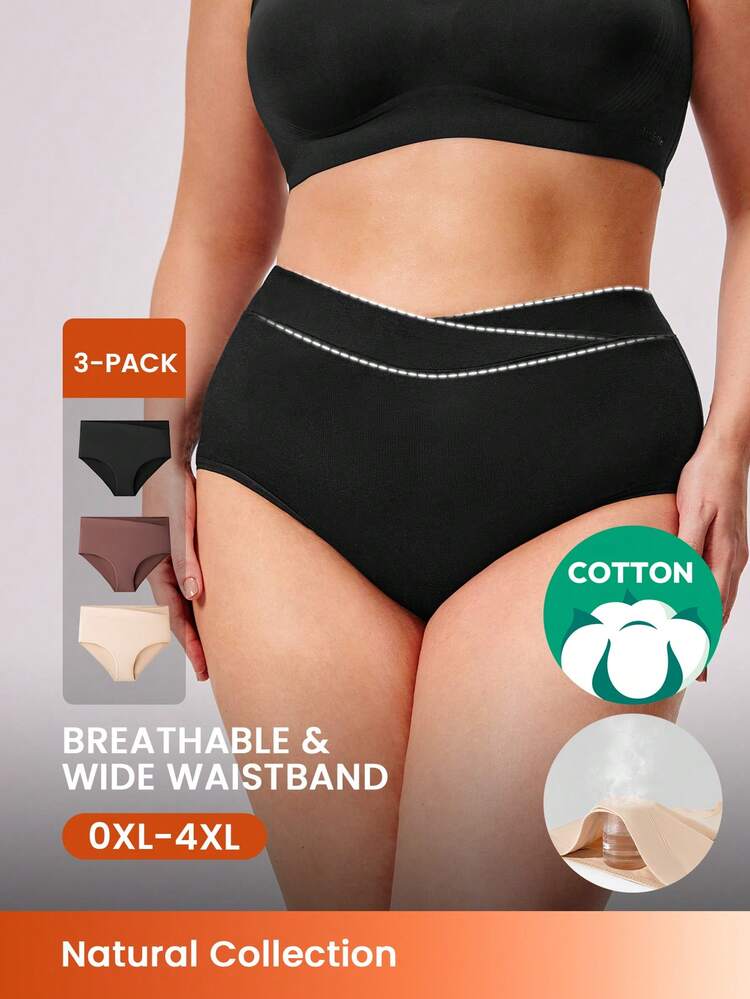 Plus 3-Pack V-Cut Cotton High-Rise Briefs