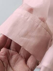 Chiquease 高端休闲度假透明衬衫，带蝴蝶结装饰 - 淺粉色 - 查看 6