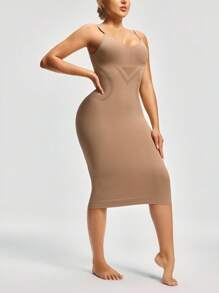 SHAPORA 女式纯色细肩带紧身无缝吊带连衣裙
