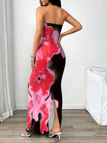 INAWLY 女士扎染印花修身中长连衣裙 - 彩色 - 查看 2