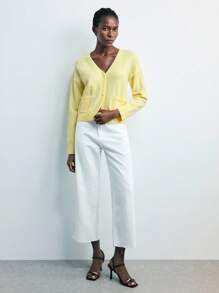 Maija 女士纯色V领宽松贴袋开衫，适合都市社交、度假、派对、秋季办公等场合，百搭舒适，是秋冬季现代都市休闲时尚商务休闲办公服饰的理想之选。 - 彩色 - 查看 5