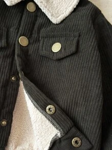 SHEIN Toddler Boys' Casual Pocket Lapel Fleece Jacket, Suitable For Autumn/Winter Fall