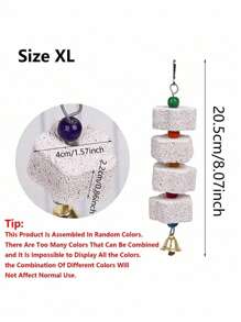 1pc Multi-Color Parrot Beak Grinding Calcium Stone With Bell Cage Toy, Floral Hanging Style Chew Toy, Suitable For Cockatiel, Lovebird, Parakeet, Hamster, Rabbit