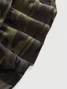 ROMWE J-Fashion Y2K Hot Girl National Flag Rhinestone Camouflage Ultra-Low Waist Ruffle Hem Mini Skirt For Women - Army Green - View 4