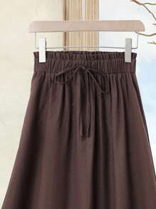 Rusticease 女士休闲打结亚麻裙 - 彩色 - 查看 3