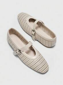 CUCCOO BIZCHIC 女士时尚通勤百搭休闲玛丽珍平底鞋 - 杏色 - 查看 5