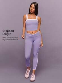 GLOWMODE FeatherFit™ Retro Glow Lembut, Elastis, Menyerap Keringat, Potongan V-Back Dalam, Dua Warna, Tank Top Pendek untuk Yoga, Pilates, Barre, Gym, Musim Semi - Lilac Purple - View 5