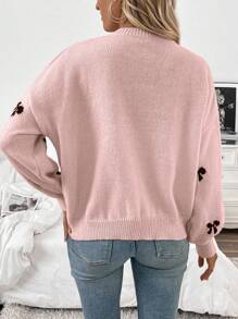EMERY ROSE 2024 New Arrival European & American Blogger Style Cute Bow Design Casual Pullover Sweater, Age-Reducing Knit Pullover Fall Winter - Multicolor - View 2