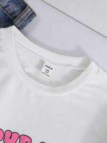 女童可爱樱桃蝴蝶结印花休闲舒适圆领运动衫，秋冬 - 白色 - 查看 3