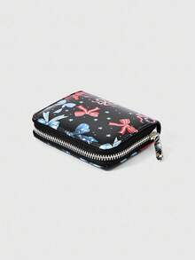 ROMWE Grunge Punk 1 件彩色蝴蝶结、星条图案短钱包、简约拉链女士零钱包 - 彩色 - 查看 4