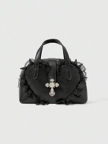 ROMWE Goth 女士休闲斜挎朋克风格手提包 - 黑色 - 查看 1