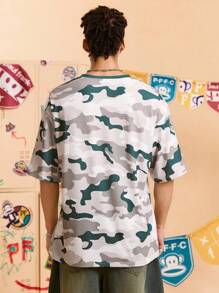 Paul Frank X SHEIN Men's Casual Monkey & Camouflage Print Short Sleeve T-Shirt, Summer - Multicolor - View 2