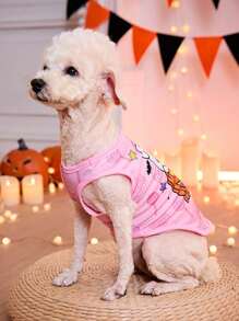 PETSIN Halloween Pink Cute Rabbit Pumpkin Pattern Pet Cat And Dog Can Wear Tank Top New 1 Piece - Multicolor - View 2