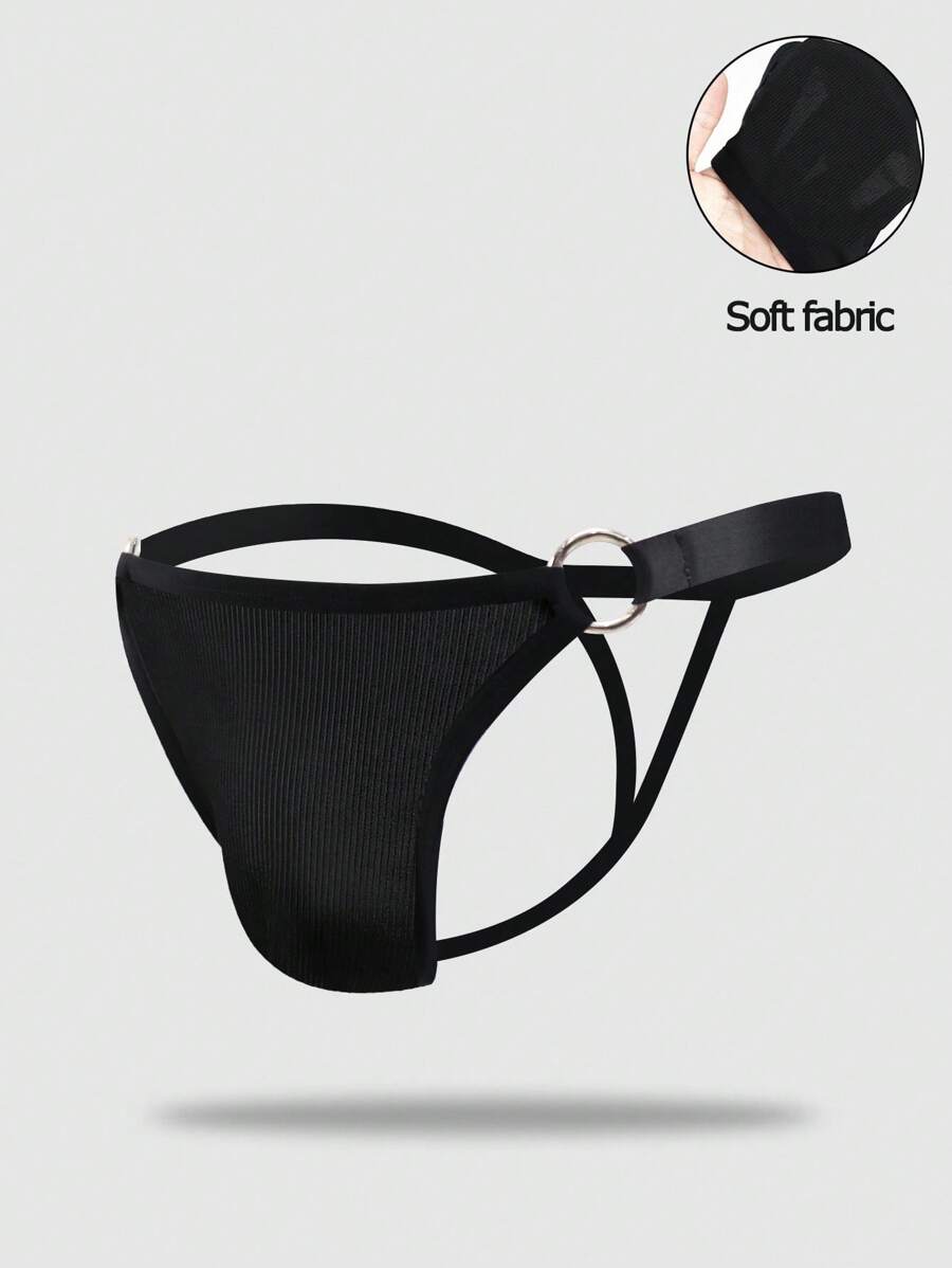 SpicyHot Men's Solid Color Cutout Hollow Circle Connecting Sexy Underwear