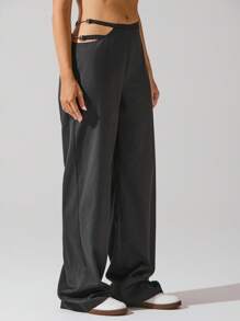 Fluxe Women's Solid Color Hollow Out Low Waist Casual Pants