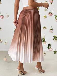 Firerie Women's Casual Gradient A-Line Pleated Skirt - Brown - View 2
