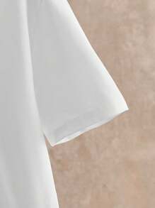 Mainfolk Men's Casual Loose Fit Round Neck Short Sleeve T-Shirt With Geometric Deer Embroidery, Graphic Tee - White - View 6