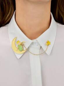 LE PETIT PRINCE X SHEIN Fashionable & Cute Zinc Alloy Keychain, Bag Charm Ornament, Collectible Gift, Moon & Star Design, Gold - Multicolor - View 3