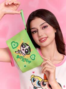 THE POWERPUFF GIRLS X SHEIN 1pc Polyester Blossom, Bubbles, Buttercup Pattern Lightweight Cosmetic Bag, Suitable For Storing Cosmetics, Stationery, Daily Necessities, Digital Products, Great For Commuting, School, Travel, Suitable For Men, Women, Students,Bubbles, Blossom, Buttercup, Friendship, Love,Y2K - Multicolor - View 5