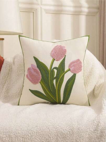 1pc Pillow Case, Tulip Pillow Case, Home Decoration, Living Room, Bedroom, Outdoor Sofa Decoration Gifts Birthday Graduation