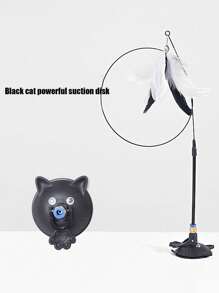 PETSIN 1 Powerful Suction Cup Cat Toy With A Cute Cat Head Shape, Self-Entertaining And Amusing For Cats, Detachable, Can Be Held, Can Ads A Long Rod Steel Wire Cat Toy, Replaceable Feather With Bell Pet Toy, Cat Toy, Pet Supplies - Multicolor - View 24