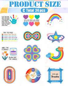 Bộ 36 miếng dán giảm lo âu, miếng dán cảm giác nhiều màu sắc có kết cấu giúp giảm căng thẳng, lý tưởng để sử dụng tại bàn làm việc và lớp học - Nhiều màu - Xem 10