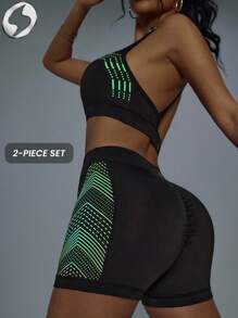 Innovista Leggings morbidi e confortevoli per allenamento notturno, vita alta, adatti per yoga, HIIT, ufficio e palestra, con pannelli in rete traspiranti e pantaloncini a prova di squat. Set sportivo da donna elegante e funzionale, con accenti verde neon, perfetto per serate di festa e Capodanno. - nero - Visualizzare 8