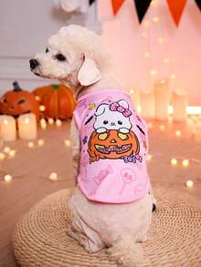 PETSIN Halloween Pink Cute Rabbit Pumpkin Pattern Pet Cat And Dog Can Wear Tank Top New 1 Piece - Multicolor - View 4
