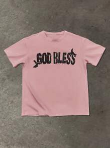 Manfinity EMRG Men's Casual Summer T-Shirt With Graphic & Letter Print - Watermelon Pink - View 5